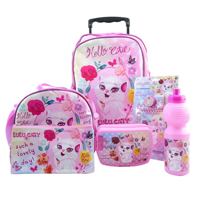 ست 12 در 1 کوله پشتی چرخدار 40 سانتی Lulu Caty مدل Rainbow Max - Backpack - Trolly Bag - Promotion Items 12 in 1 - Lulu Caty _کیف مدرسه